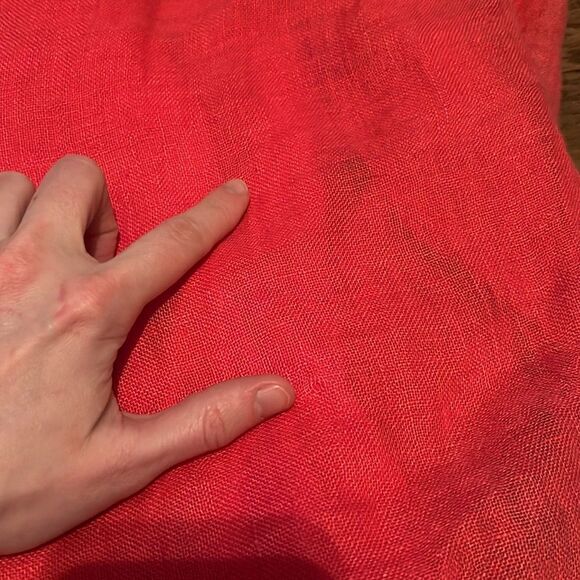 Sundance Women’s Size XL Pink/Orange Coral 100% Linen Midi Dress w/ Pockets - Picture 13 of 14